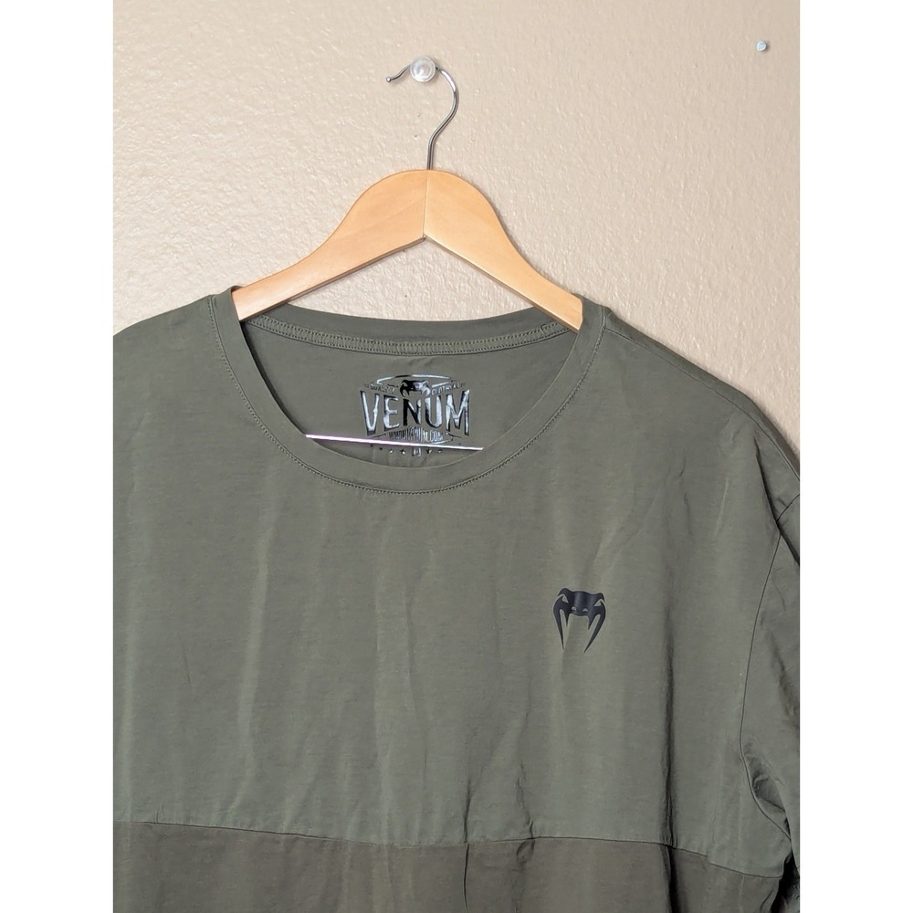Venum Laser T-Shirt Mens XXL Olive Green Longline Side Zip Waterproof MMA - Picture 3 of 12